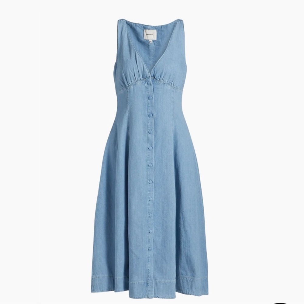 Reformation Light Blue Button-Front Midi Dress